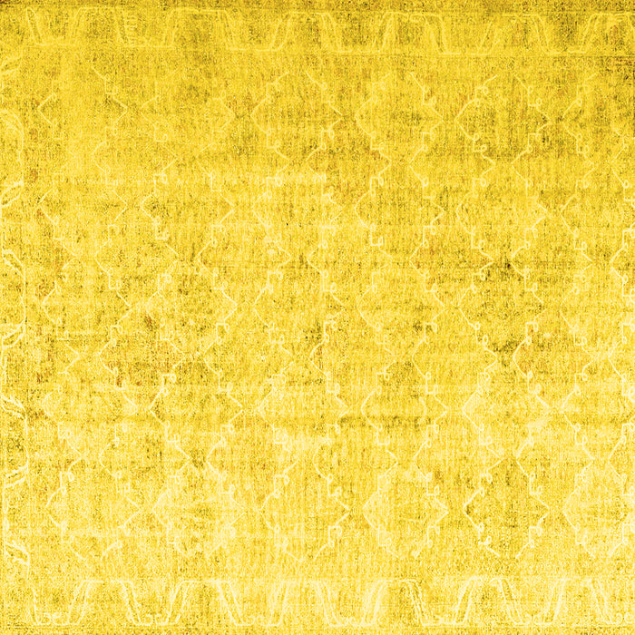 Square Machine Washable Persian Yellow Traditional Rug, wshtr3365yw