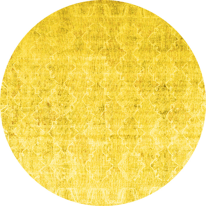 Round Persian Yellow Traditional Rug, tr3365yw