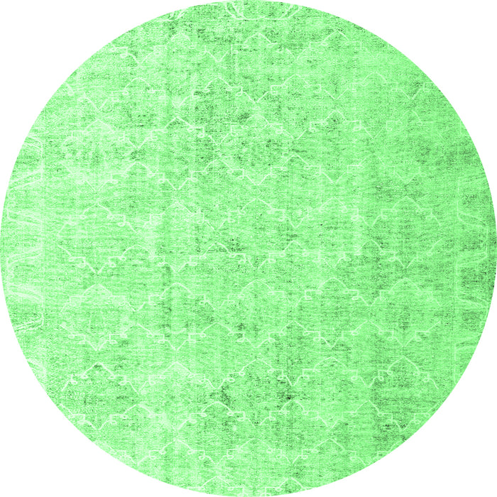 Round Machine Washable Persian Emerald Green Traditional Area Rugs, wshtr3365emgrn