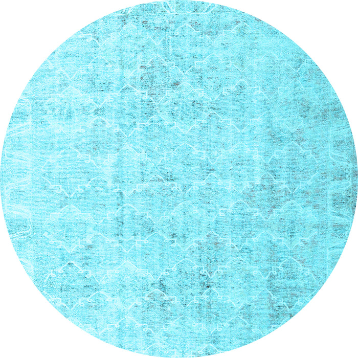Round Machine Washable Persian Light Blue Traditional Rug, wshtr3365lblu