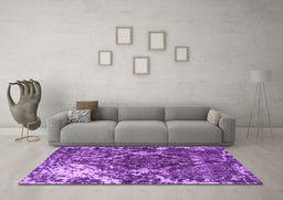 Machine Washable Persian Purple Traditional Area Rugs in a Living Room, wshtr3366pur