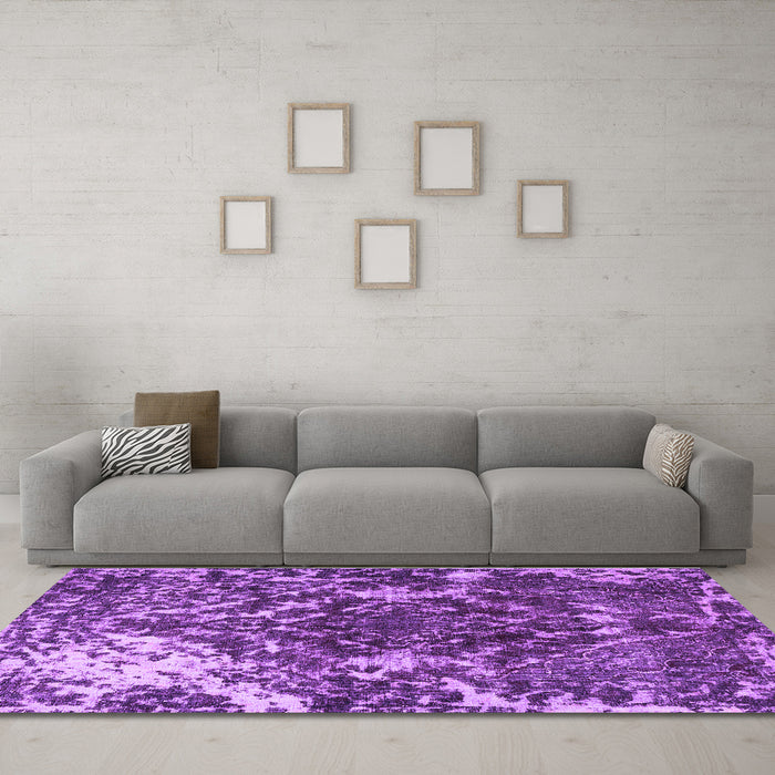 Machine Washable Persian Purple Traditional Area Rugs in a Living Room, wshtr3366pur