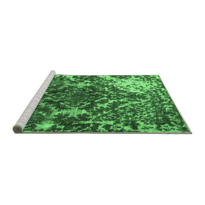 Sideview of Machine Washable Persian Emerald Green Traditional Area Rugs, wshtr3366emgrn