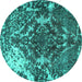 Round Persian Turquoise Traditional Rug, tr3366turq