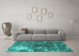 Machine Washable Persian Turquoise Traditional Area Rugs in a Living Room,, wshtr3366turq