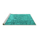 Sideview of Machine Washable Persian Turquoise Traditional Area Rugs, wshtr3367turq