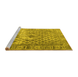 Sideview of Machine Washable Persian Yellow Traditional Rug, wshtr3367yw