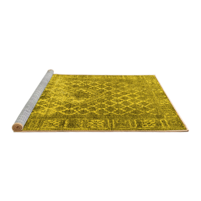 Sideview of Machine Washable Persian Yellow Traditional Rug, wshtr3367yw