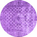 Round Machine Washable Persian Purple Traditional Area Rugs, wshtr3367pur
