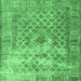 Square Machine Washable Persian Emerald Green Traditional Area Rugs, wshtr3367emgrn