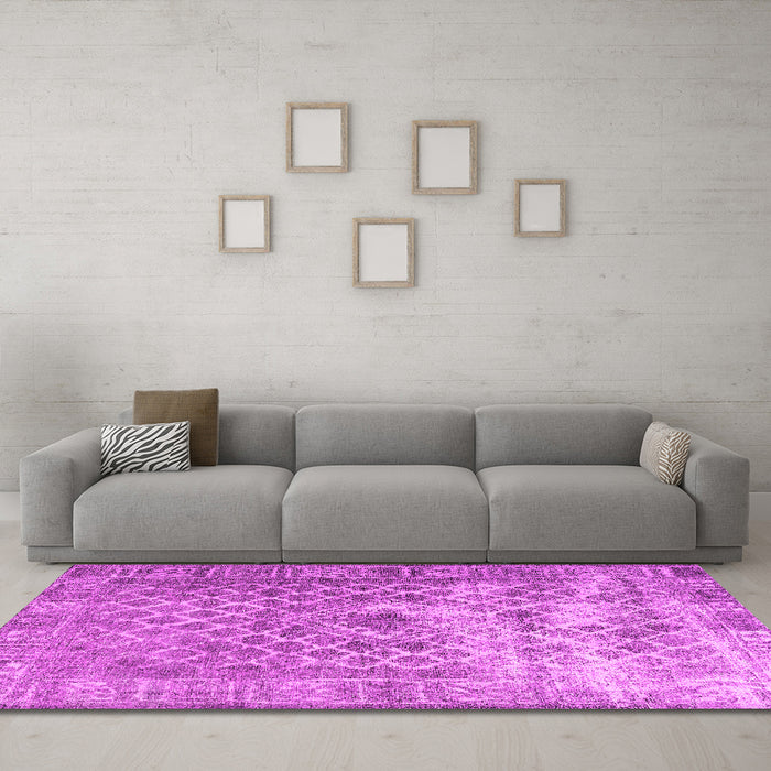 Machine Washable Persian Pink Traditional Rug in a Living Room, wshtr3367pnk