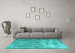 Machine Washable Persian Turquoise Traditional Area Rugs in a Living Room,, wshtr3367turq