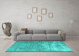 Machine Washable Persian Turquoise Traditional Area Rugs in a Living Room,, wshtr3367turq