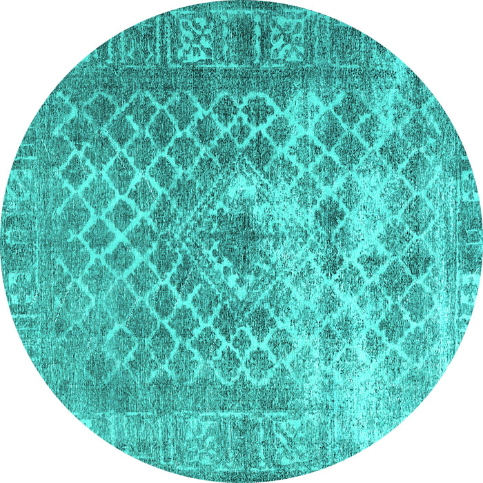 Round Persian Turquoise Traditional Rug, tr3367turq