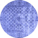 Round Persian Blue Traditional Rug, tr3367blu