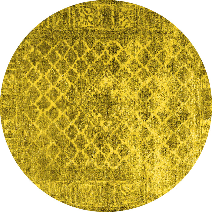 Round Persian Yellow Traditional Rug, tr3367yw