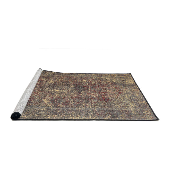 Sideview of Machine Washable Traditional Camel Brown Rug, wshtr3368