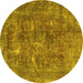 Round Persian Yellow Traditional Rug, tr3368yw