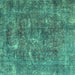 Square Persian Turquoise Traditional Rug, tr3368turq