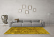 Machine Washable Persian Yellow Traditional Rug in a Living Room, wshtr3368yw