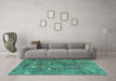 Machine Washable Persian Turquoise Traditional Area Rugs in a Living Room,, wshtr3368turq