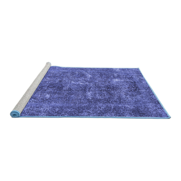 Sideview of Machine Washable Persian Blue Traditional Rug, wshtr3368blu