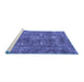 Sideview of Machine Washable Persian Blue Traditional Rug, wshtr3368blu