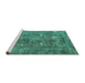 Sideview of Machine Washable Persian Turquoise Traditional Area Rugs, wshtr3368turq