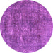 Round Machine Washable Persian Purple Traditional Area Rugs, wshtr3368pur