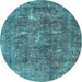 Round Persian Light Blue Traditional Rug, tr3368lblu
