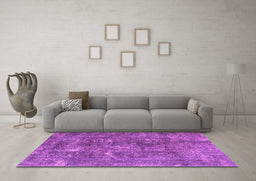 Machine Washable Persian Purple Traditional Area Rugs in a Living Room, wshtr3368pur