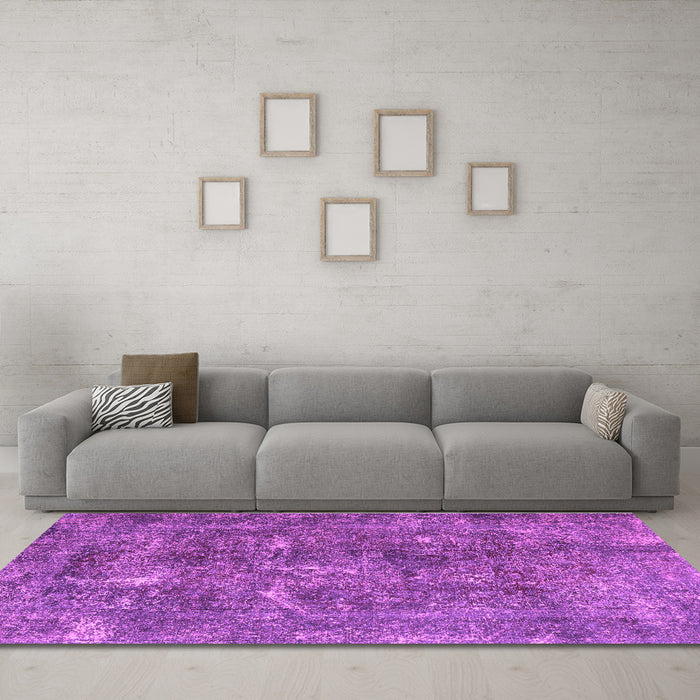 Machine Washable Persian Purple Traditional Area Rugs in a Living Room, wshtr3368pur