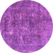 Round Persian Purple Traditional Rug, tr3368pur