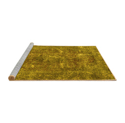 Sideview of Machine Washable Persian Yellow Traditional Rug, wshtr3368yw