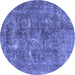 Round Persian Blue Traditional Rug, tr3368blu