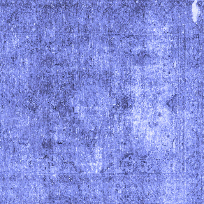 Square Machine Washable Persian Blue Traditional Rug, wshtr3369blu