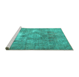Sideview of Machine Washable Persian Turquoise Traditional Area Rugs, wshtr3369turq