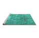 Sideview of Machine Washable Persian Turquoise Traditional Area Rugs, wshtr3369turq