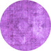 Round Machine Washable Persian Purple Traditional Area Rugs, wshtr3369pur