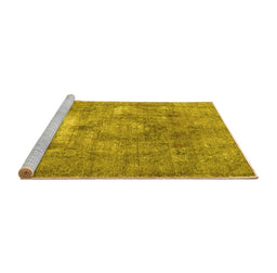 Sideview of Machine Washable Persian Yellow Traditional Rug, wshtr3369yw