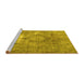Sideview of Machine Washable Persian Yellow Traditional Rug, wshtr3369yw