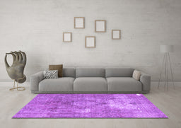Machine Washable Persian Purple Traditional Area Rugs in a Living Room, wshtr3369pur