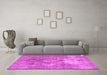 Machine Washable Persian Pink Traditional Rug in a Living Room, wshtr3369pnk