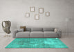 Machine Washable Persian Turquoise Traditional Area Rugs in a Living Room,, wshtr3369turq