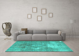 Machine Washable Persian Turquoise Traditional Area Rugs in a Living Room,, wshtr3369turq