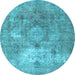 Round Persian Light Blue Traditional Rug, tr3369lblu