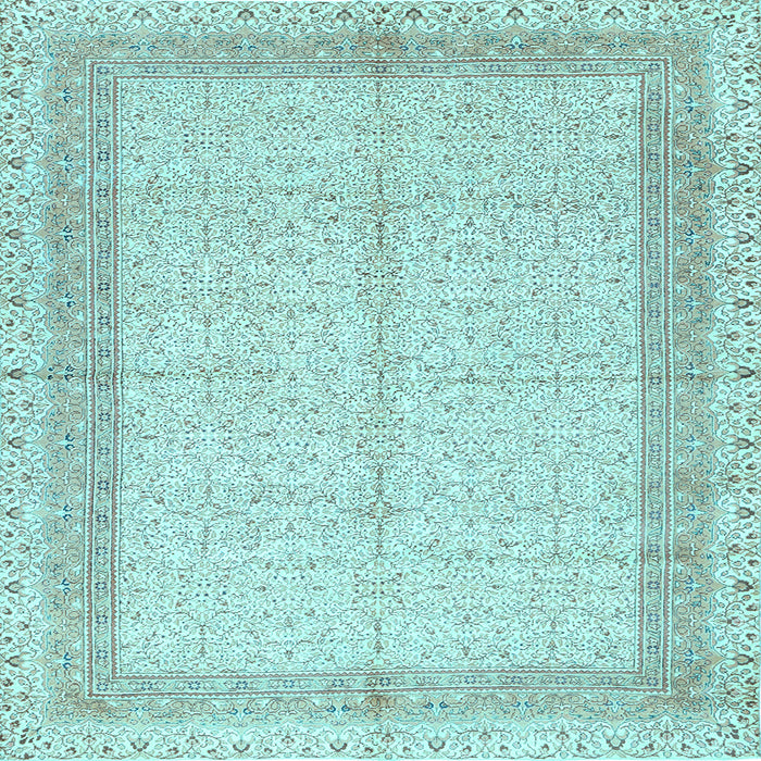 Square Machine Washable Persian Light Blue Traditional Rug, wshtr336lblu