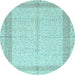 Round Persian Light Blue Traditional Rug, tr336lblu