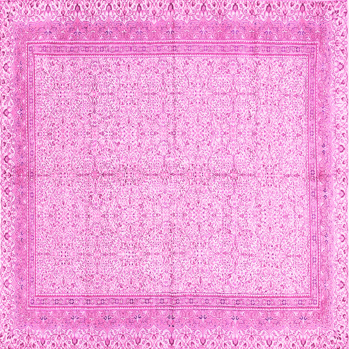 Square Machine Washable Persian Pink Traditional Rug, wshtr336pnk