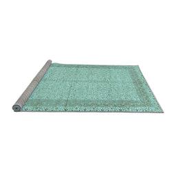 Sideview of Machine Washable Persian Light Blue Traditional Rug, wshtr336lblu